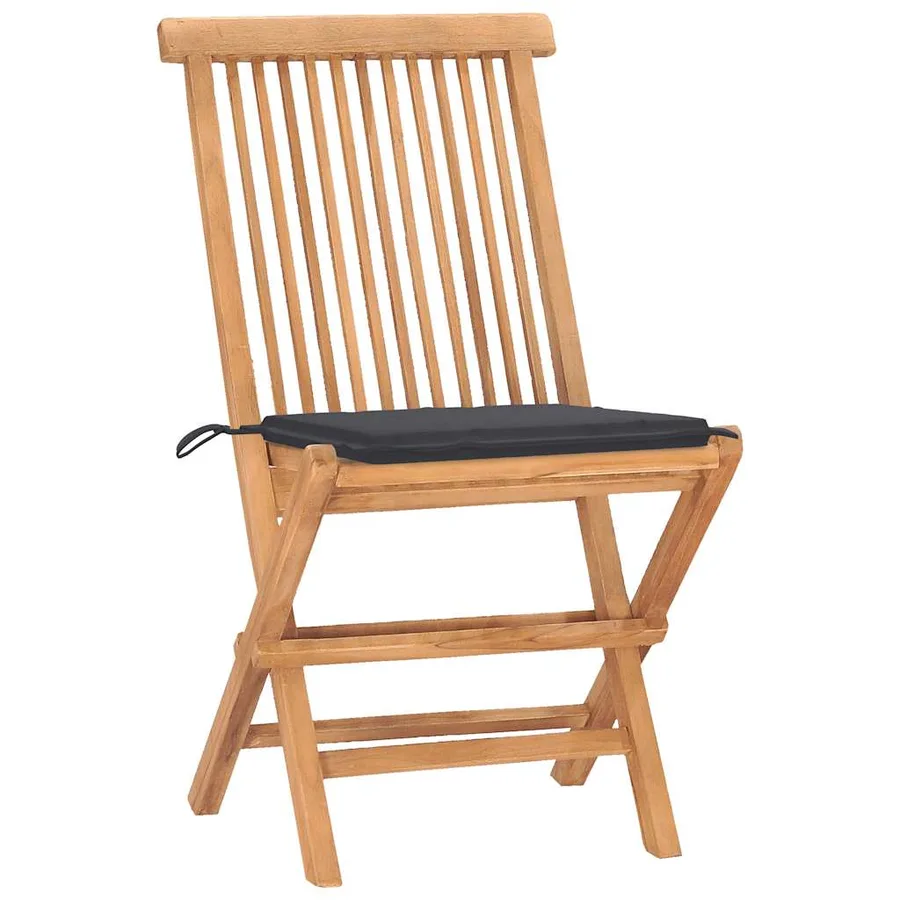 Ensemble à manger d'extérieur pliable avec coussin 3 pcs Teck - 2