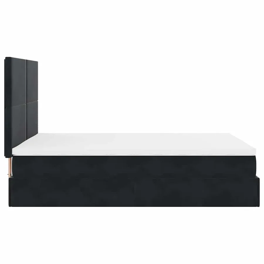 Cadre de lit ottoman avec matelas noir 140x190 cm velours - 9