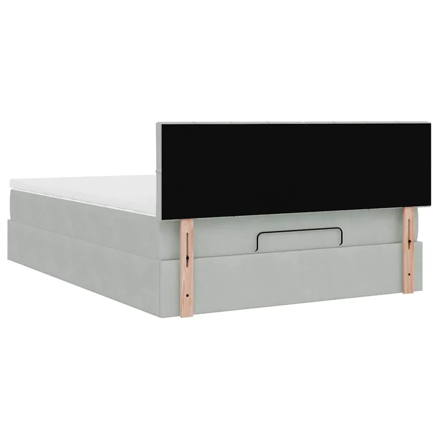 Cadre de lit ottoman et matelas gris clair 140x190 velours - 10