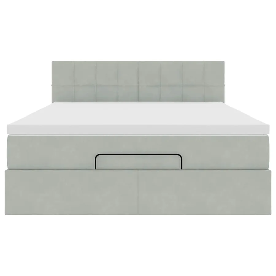 Cadre de lit ottoman et matelas gris clair 140x190 velours - 6