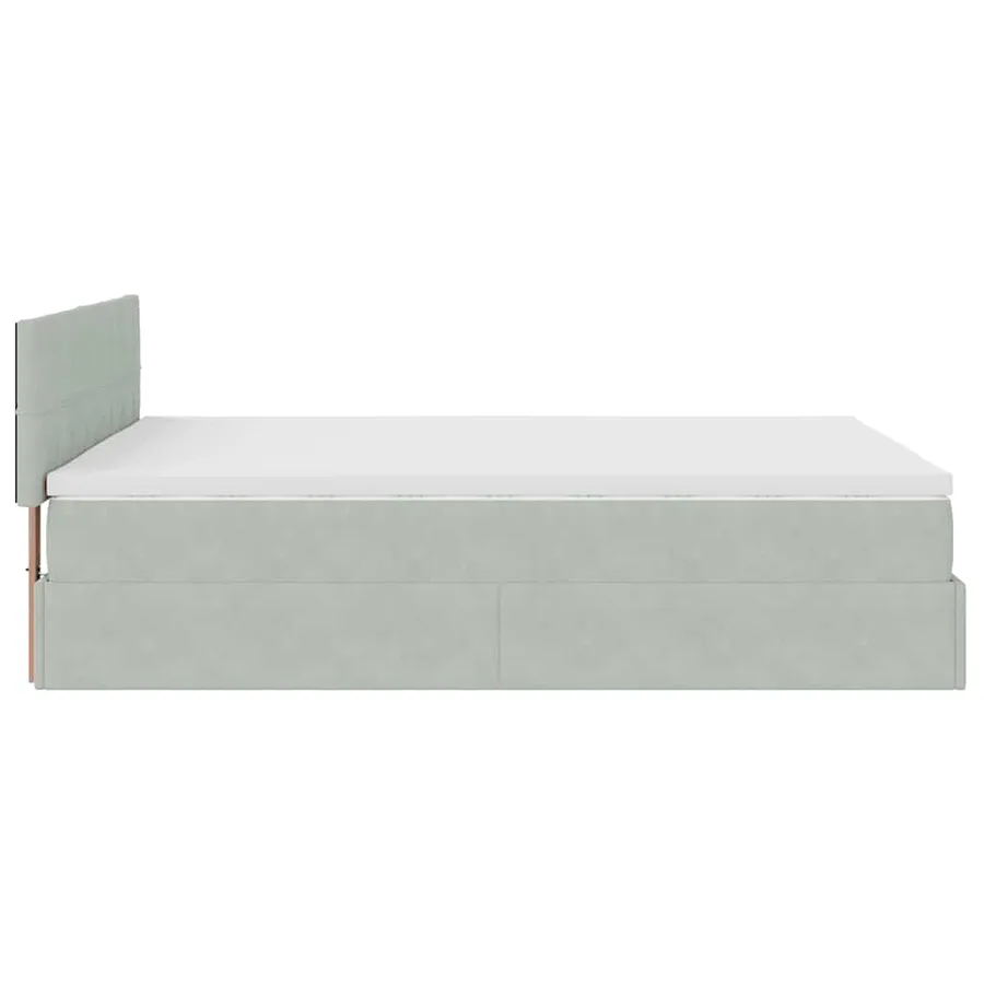 Cadre de lit ottoman et matelas gris clair 140x190 velours - 9