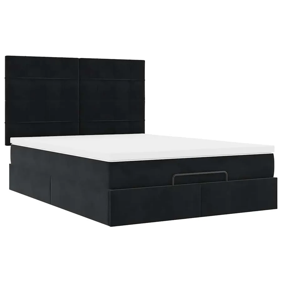 Cadre de lit ottoman avec matelas noir 140x190 cm velours - 6