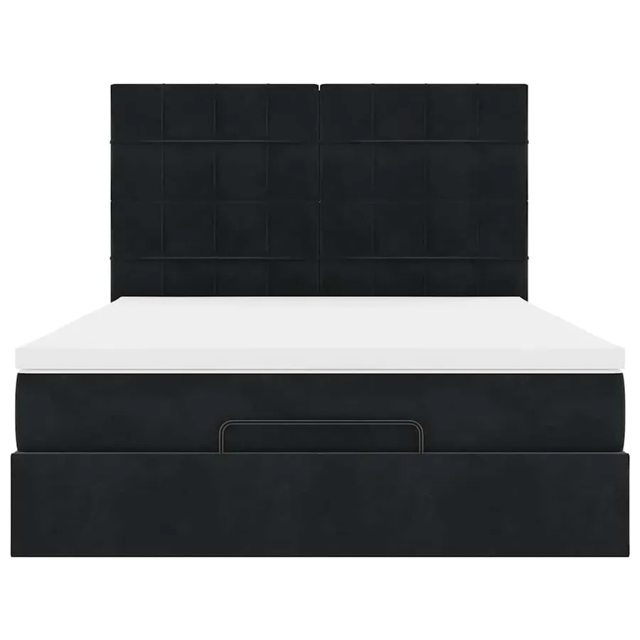 Cadre de lit ottoman avec matelas noir 140x190 cm velours - 7