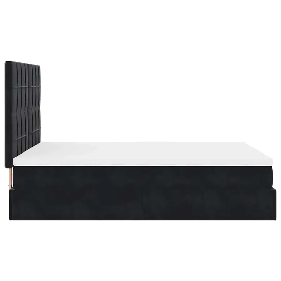 Cadre de lit ottoman avec matelas noir 140x190 cm velours - 8