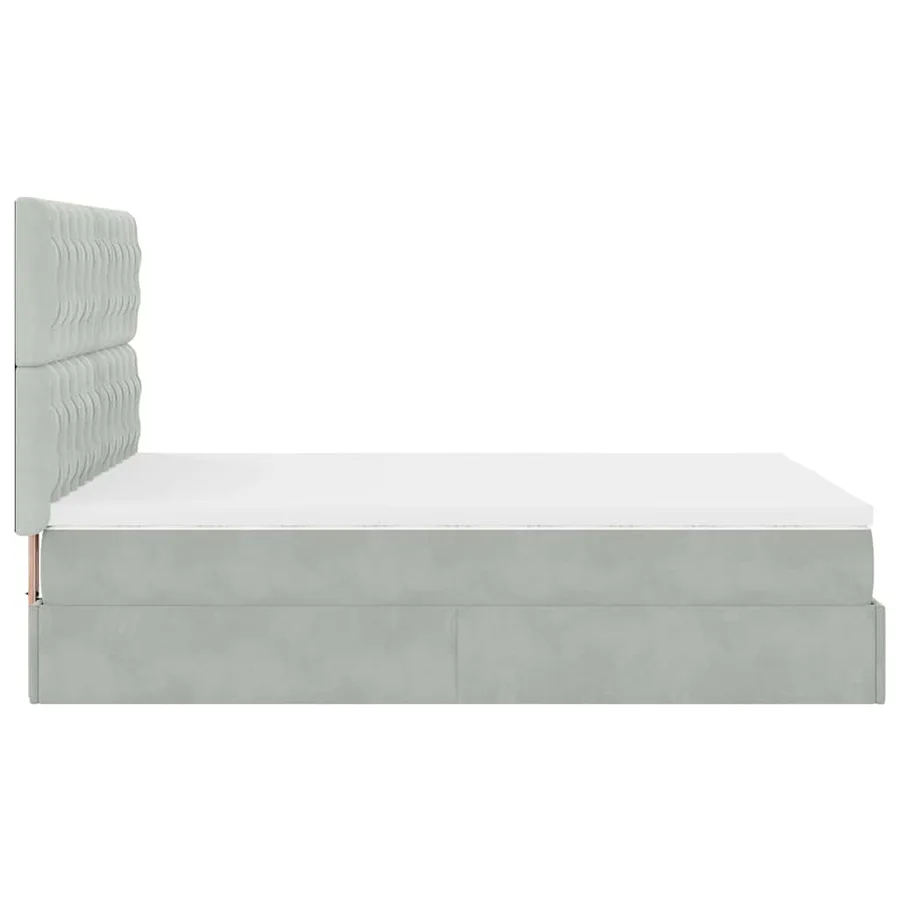 Cadre de lit ottoman et matelas gris clair 140x190 velours - 8