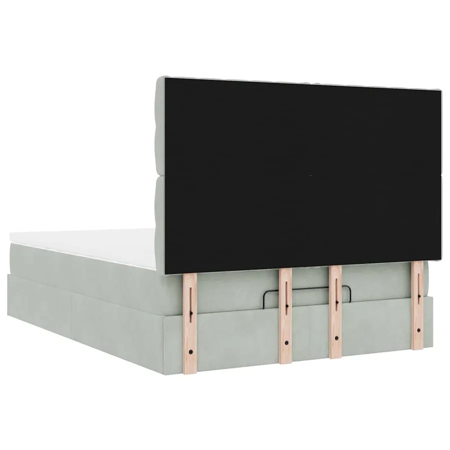 Cadre de lit ottoman et matelas gris clair 140x190 velours - 9