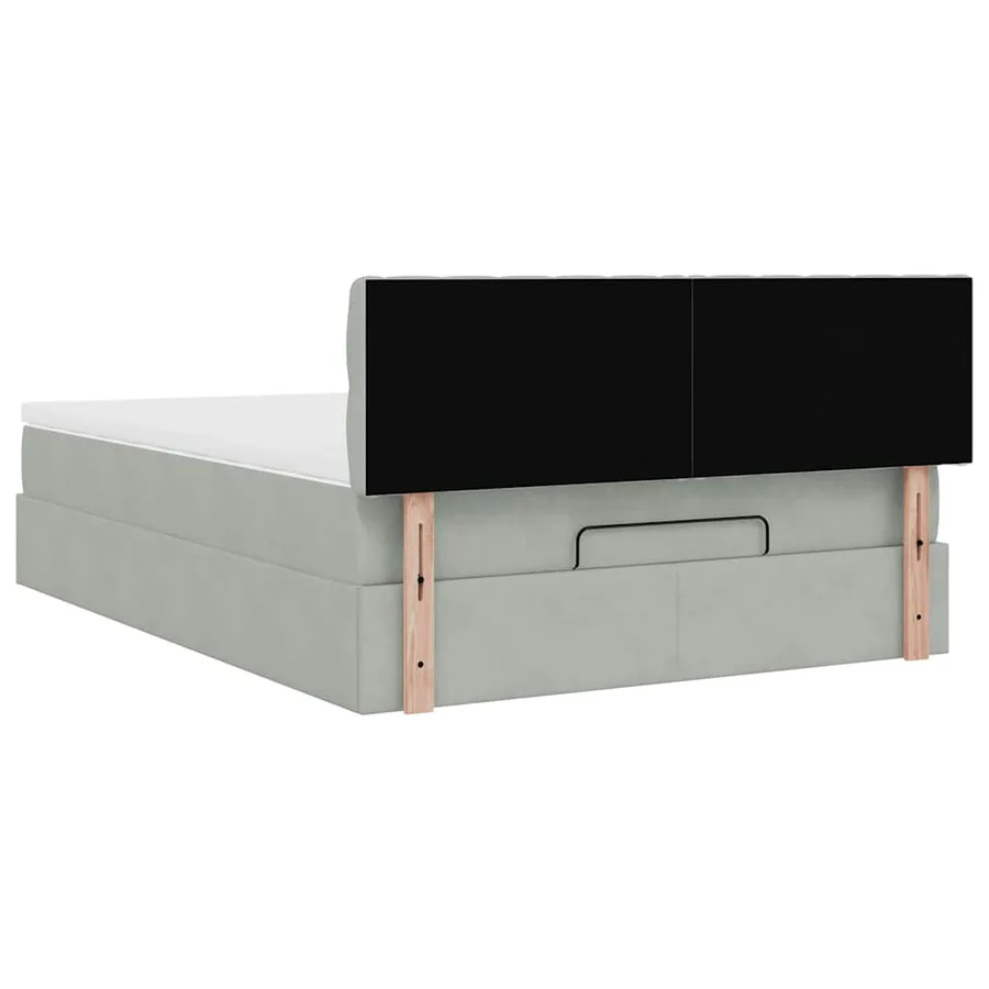 Cadre de lit ottoman et matelas gris clair 140x190 velours - 11