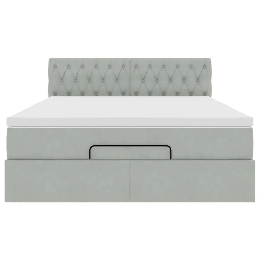 Cadre de lit ottoman et matelas gris clair 140x190 velours - 7