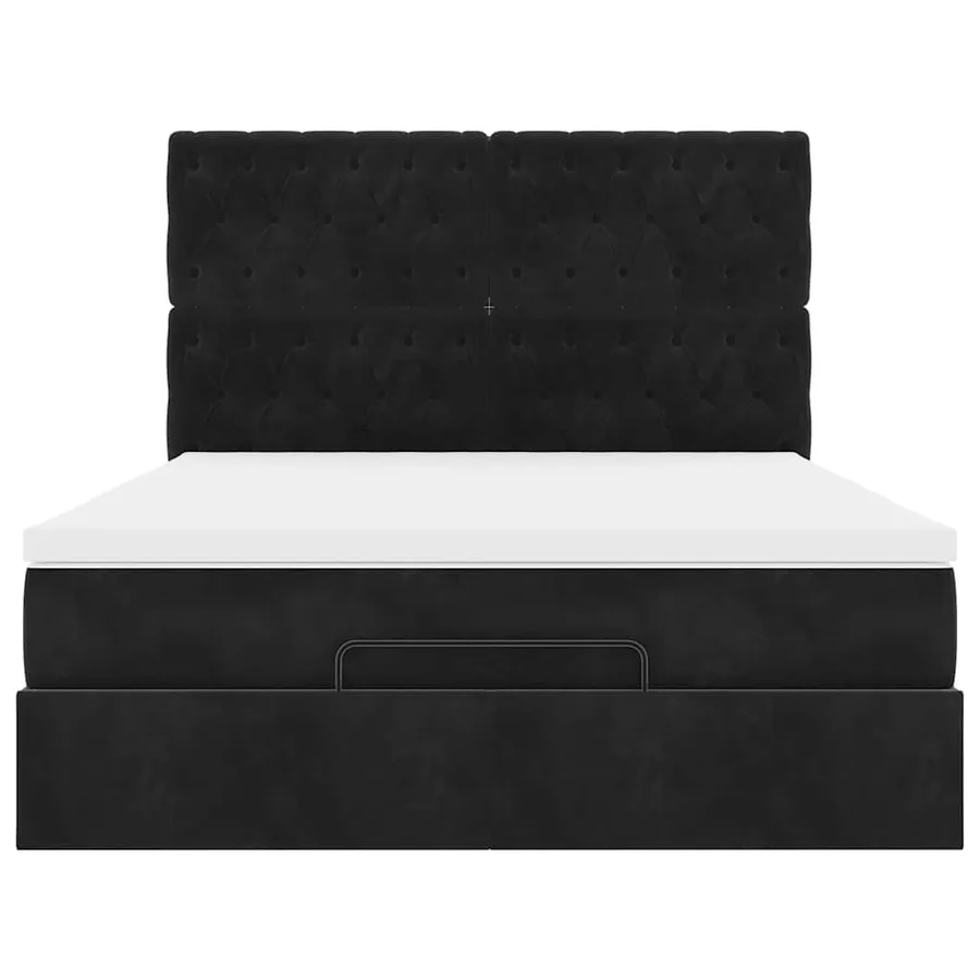 Cadre de lit ottoman avec matelas noir 140x190 cm velours - 8