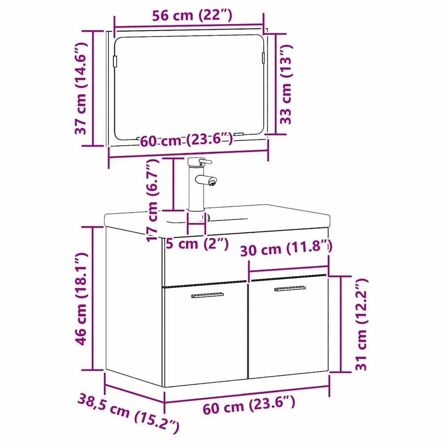 Ensemble de mobilier de salle de bain Bois d'ingénierie - 16