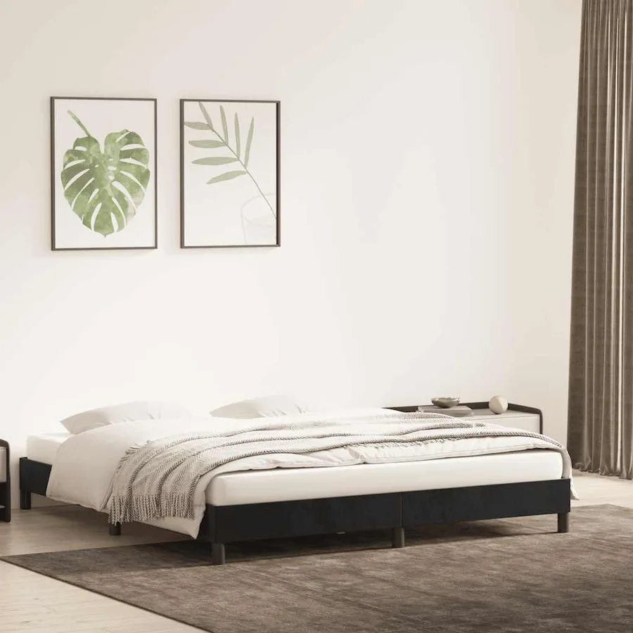 Cadre de lit sans matelas noir 180x210 cm velours - 3