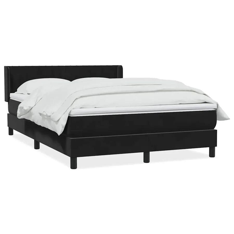 Sommier à lattes de lit avec matelas noir 140x210 cm velours - 2