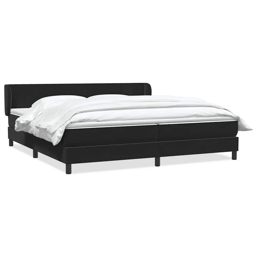 Sommier à lattes de lit avec matelas noir 180x210 cm velours - 2