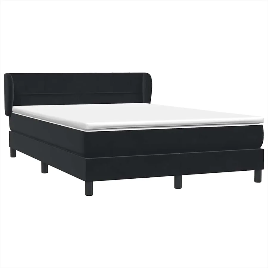 Sommier à lattes de lit avec matelas noir 140x210 cm velours - 4