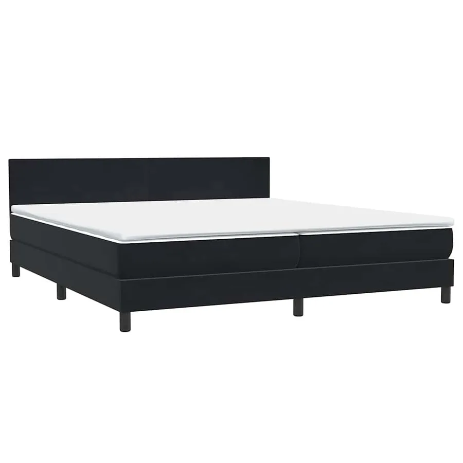 Sommier à lattes de lit avec matelas et LED noir 180x210 cm velours - 5