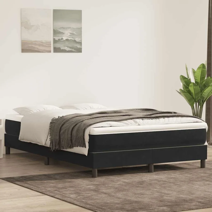 Sommier à lattes de lit sans matelas noir 140x210 cm velours - 4
