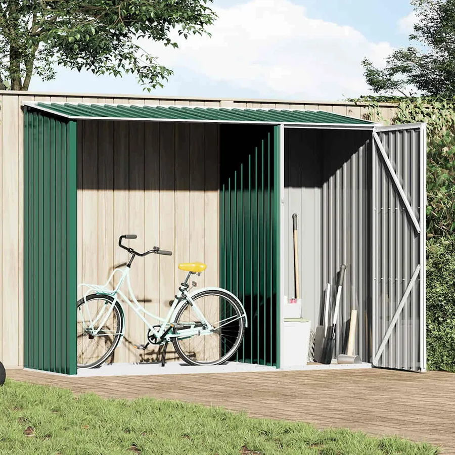Abri à bois de jardin Vert 245x98x159 cm Acier galvanisé