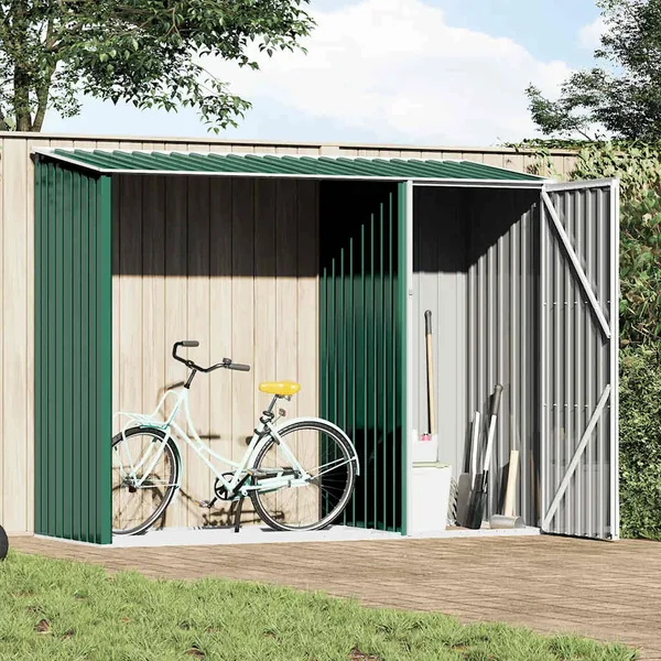 Abri à bois de jardin Vert 245x98x159 cm Acier galvanisé