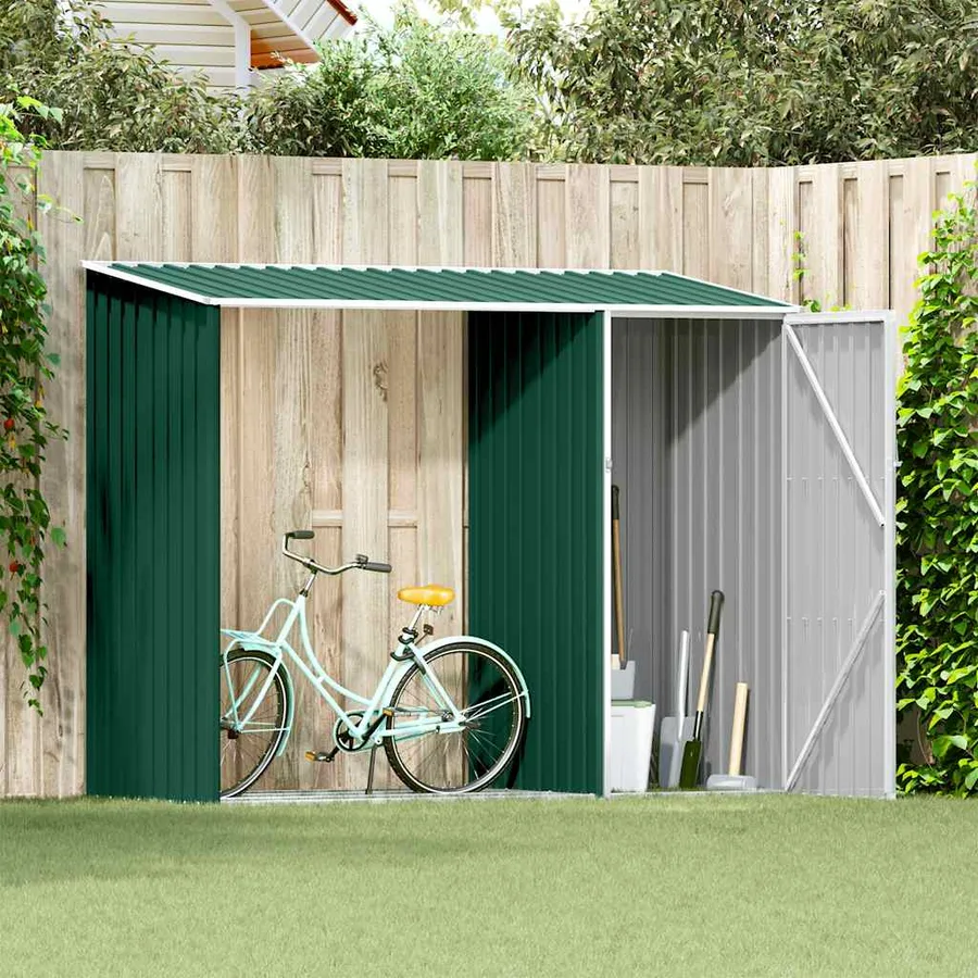 Garden firewood shed Green 245x98x159 cm Galvanised steel - 3