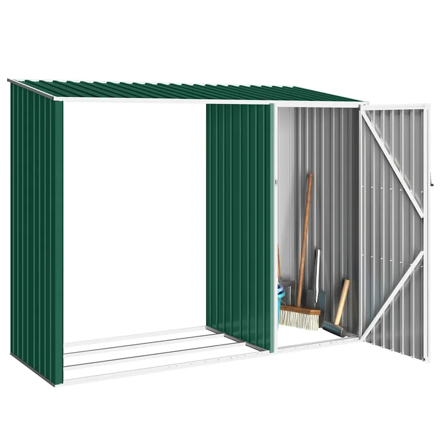 Garden firewood shed Green 245x98x159 cm Galvanised steel - 5