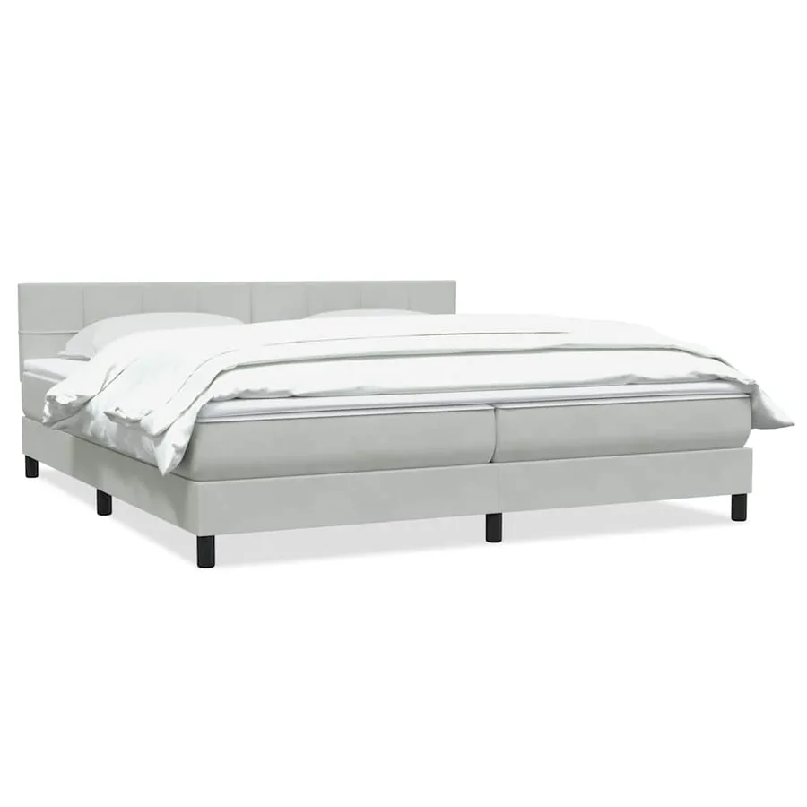Sommier à lattes de lit et matelas gris clair 200x210cm velours - 2