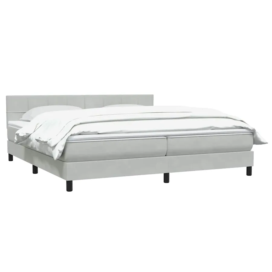 Sommier à lattes de lit et matelas gris clair 200x210cm velours - 3
