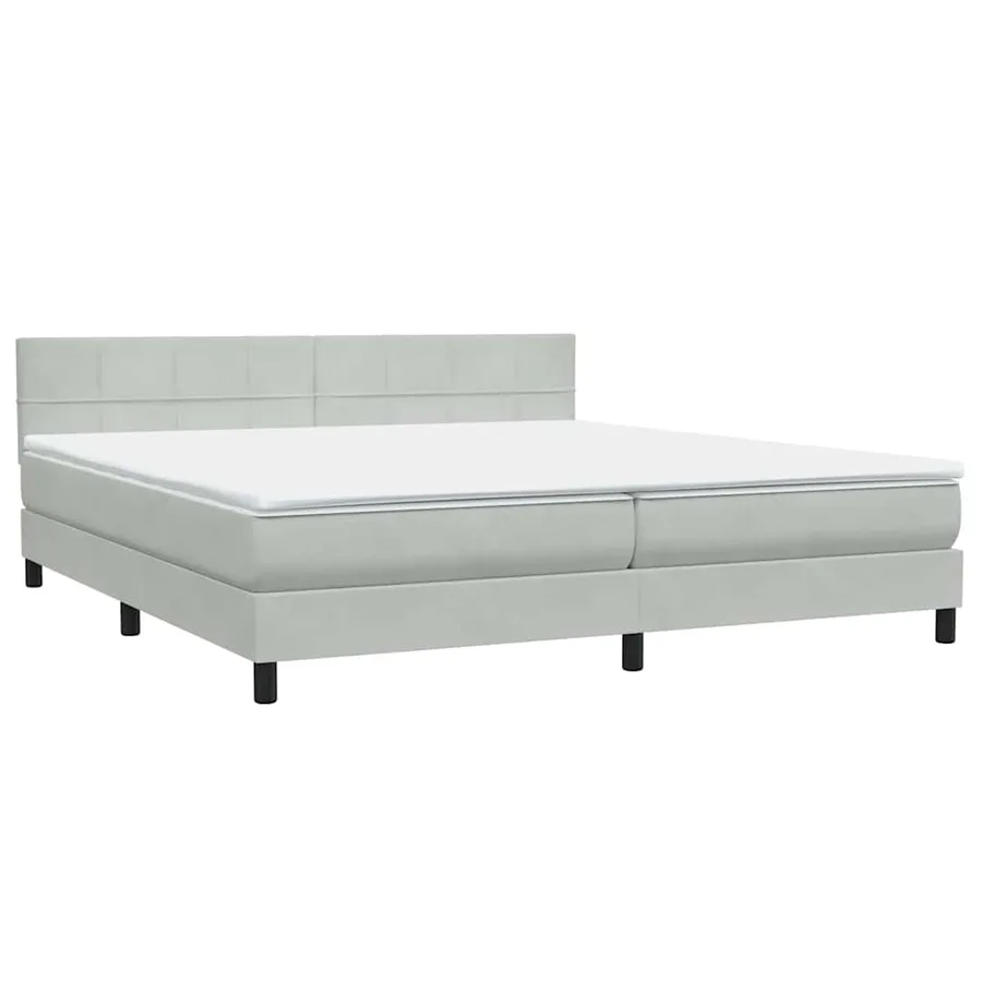 Sommier à lattes de lit et matelas gris clair 200x210cm velours - 4