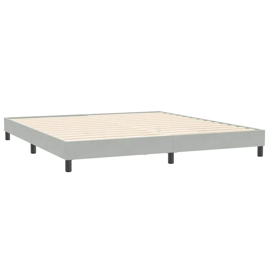 Sommier à lattes de lit et matelas gris clair 200x210cm velours - 5