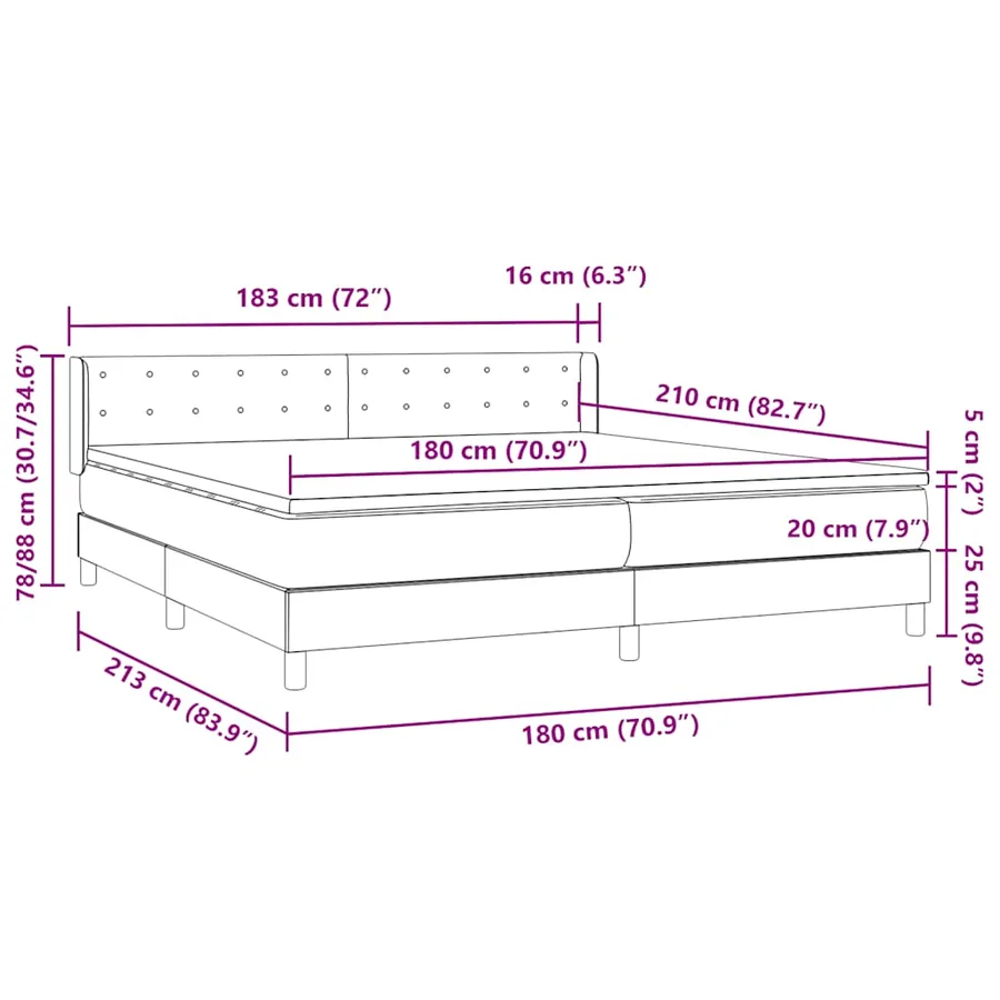 Sommier à lattes de lit avec matelas noir 180x210 cm velours - 12
