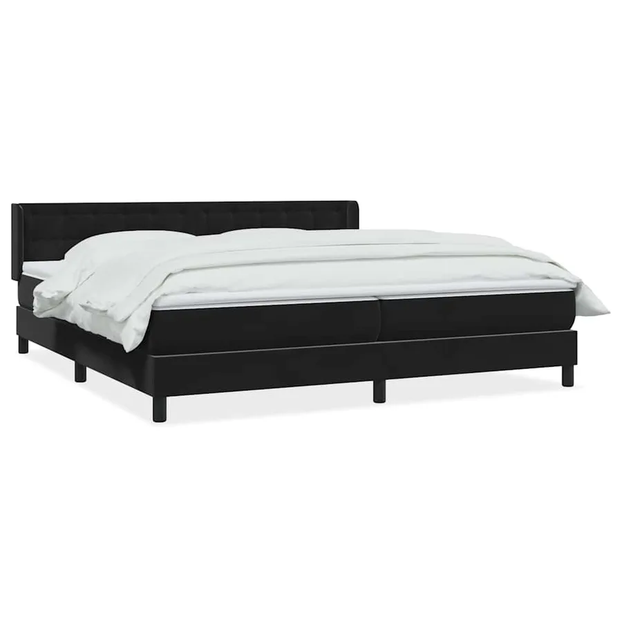 Sommier à lattes de lit avec matelas noir 180x210 cm velours - 2