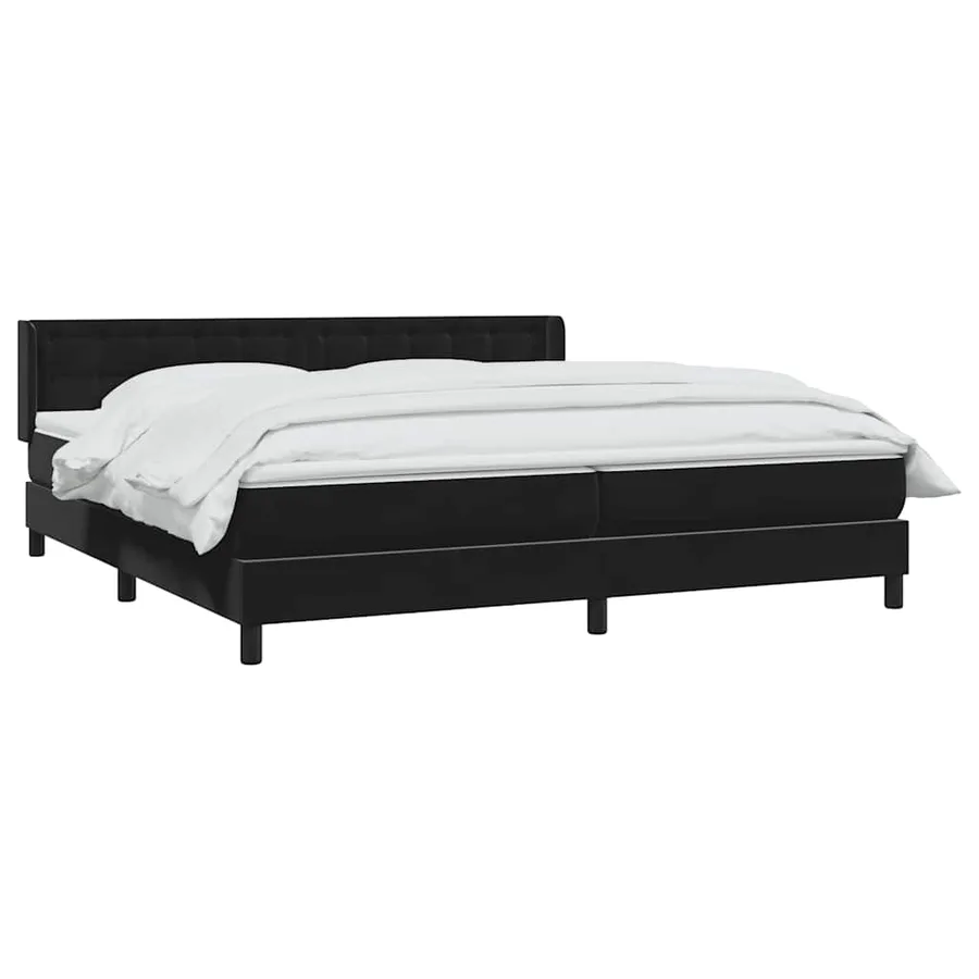 Sommier à lattes de lit avec matelas noir 180x210 cm velours - 3