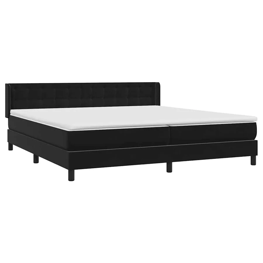 Sommier à lattes de lit avec matelas noir 180x210 cm velours - 4