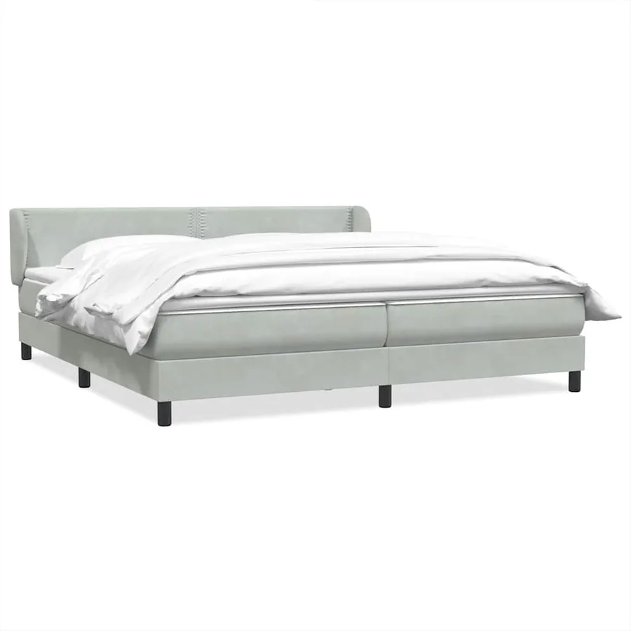 Sommier à lattes de lit et matelas gris clair 200x210cm velours - 2