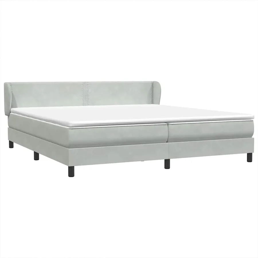 Sommier à lattes de lit et matelas gris clair 200x210cm velours - 4