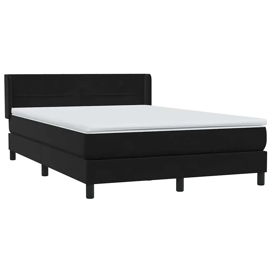 Sommier à lattes de lit avec matelas noir 140x210 cm velours - 4