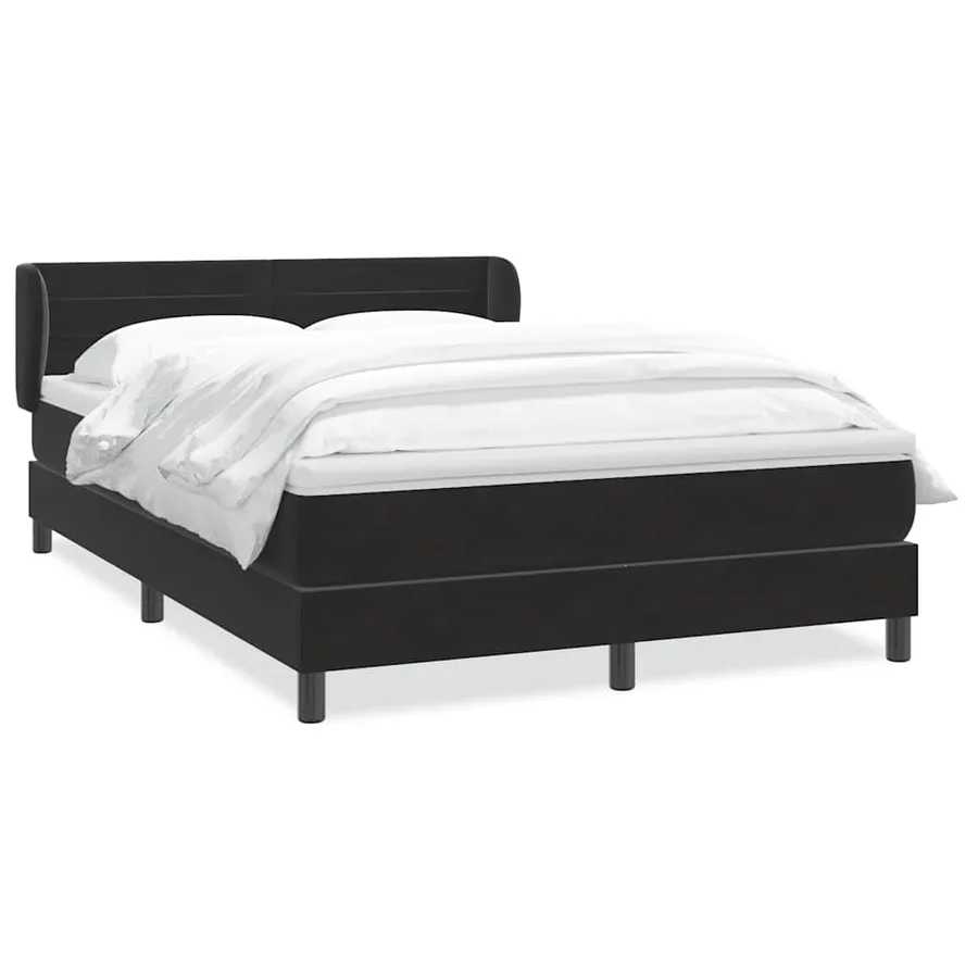 Sommier à lattes de lit avec matelas noir 140x210 cm velours - 2