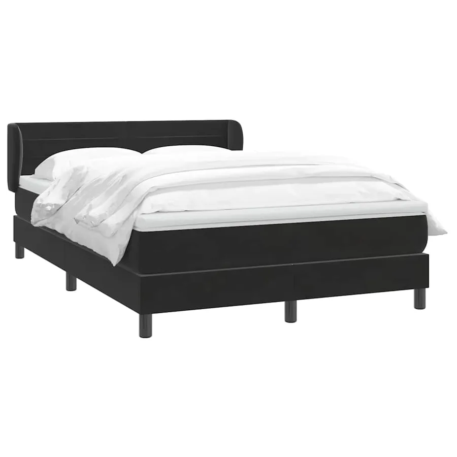 Sommier à lattes de lit avec matelas noir 140x210 cm velours - 3