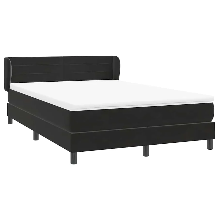 Sommier à lattes de lit avec matelas noir 140x210 cm velours - 4