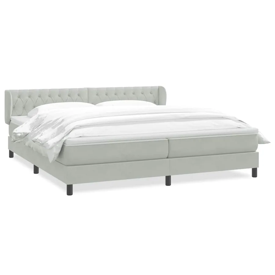 Sommier à lattes de lit et matelas gris clair 200x210cm velours - 2