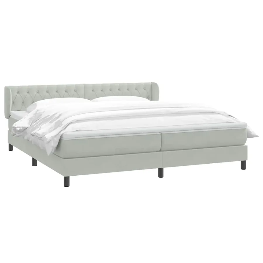 Sommier à lattes de lit et matelas gris clair 200x210cm velours - 3