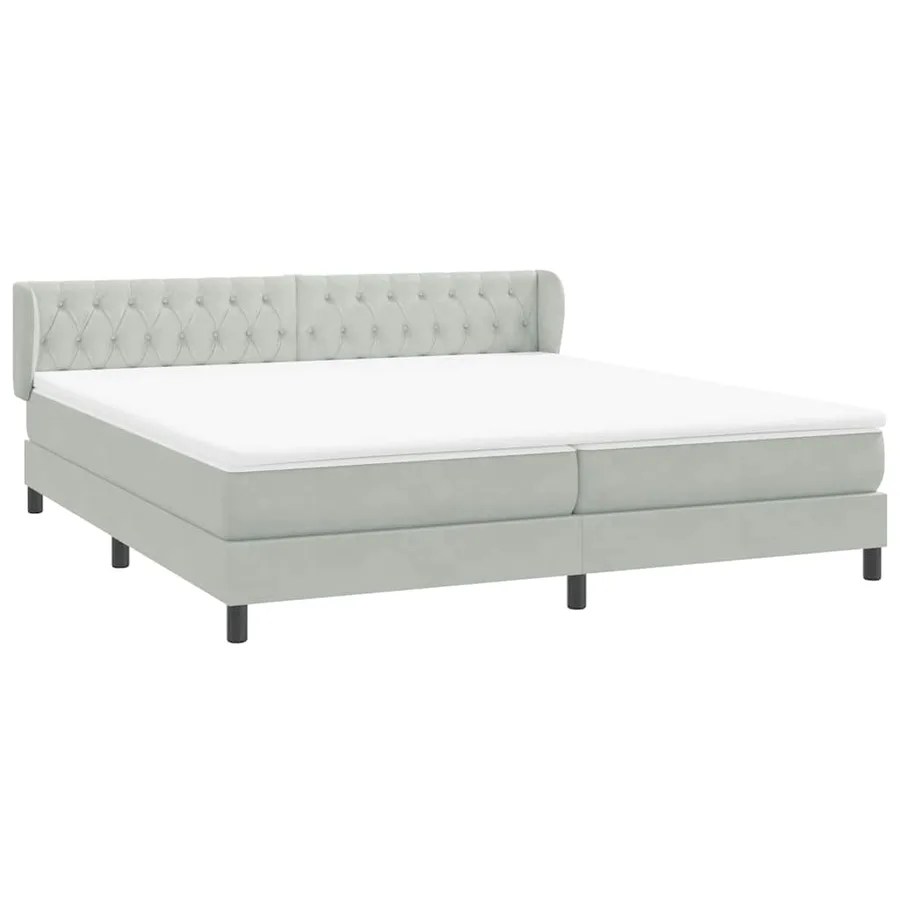 Sommier à lattes de lit et matelas gris clair 200x210cm velours - 4