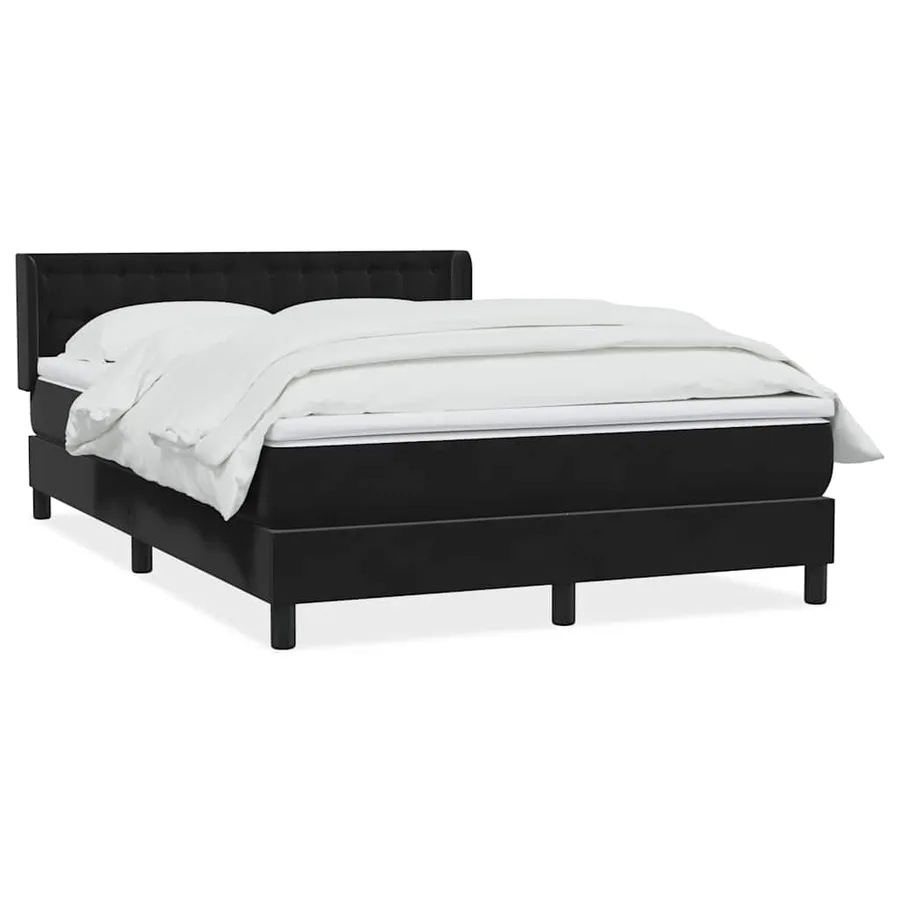 Sommier à lattes de lit avec matelas noir 140x210 cm velours - 2