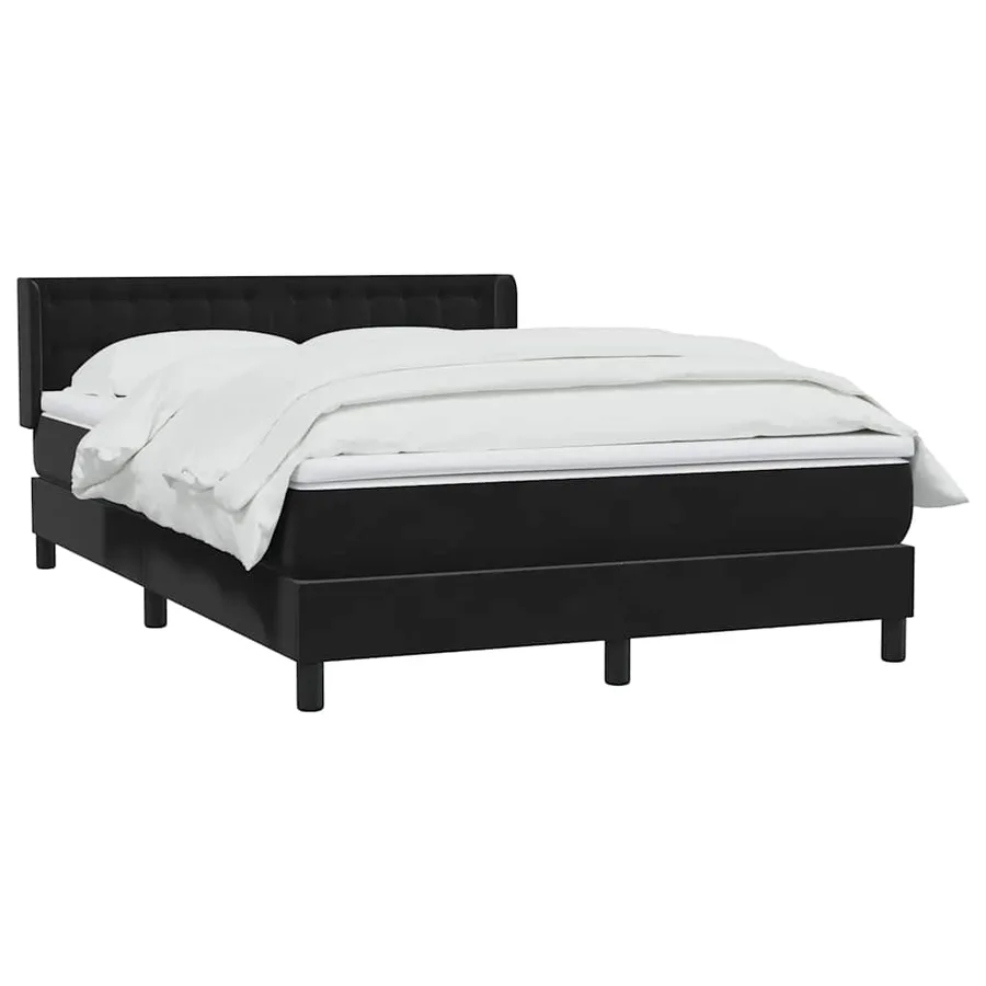 Sommier à lattes de lit avec matelas noir 140x210 cm velours - 3
