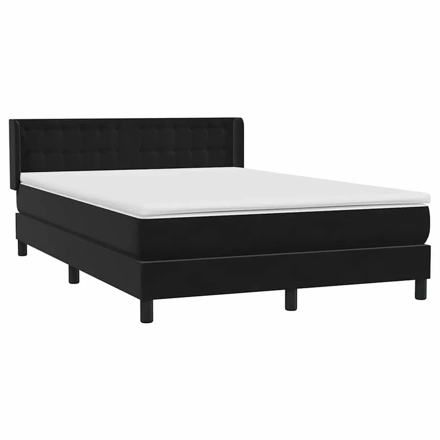 Sommier à lattes de lit avec matelas noir 140x210 cm velours - 4