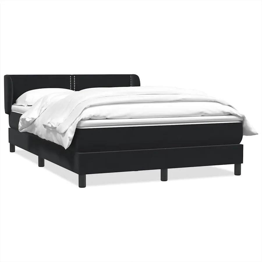 Sommier à lattes de lit avec matelas noir 140x210 cm velours - 2