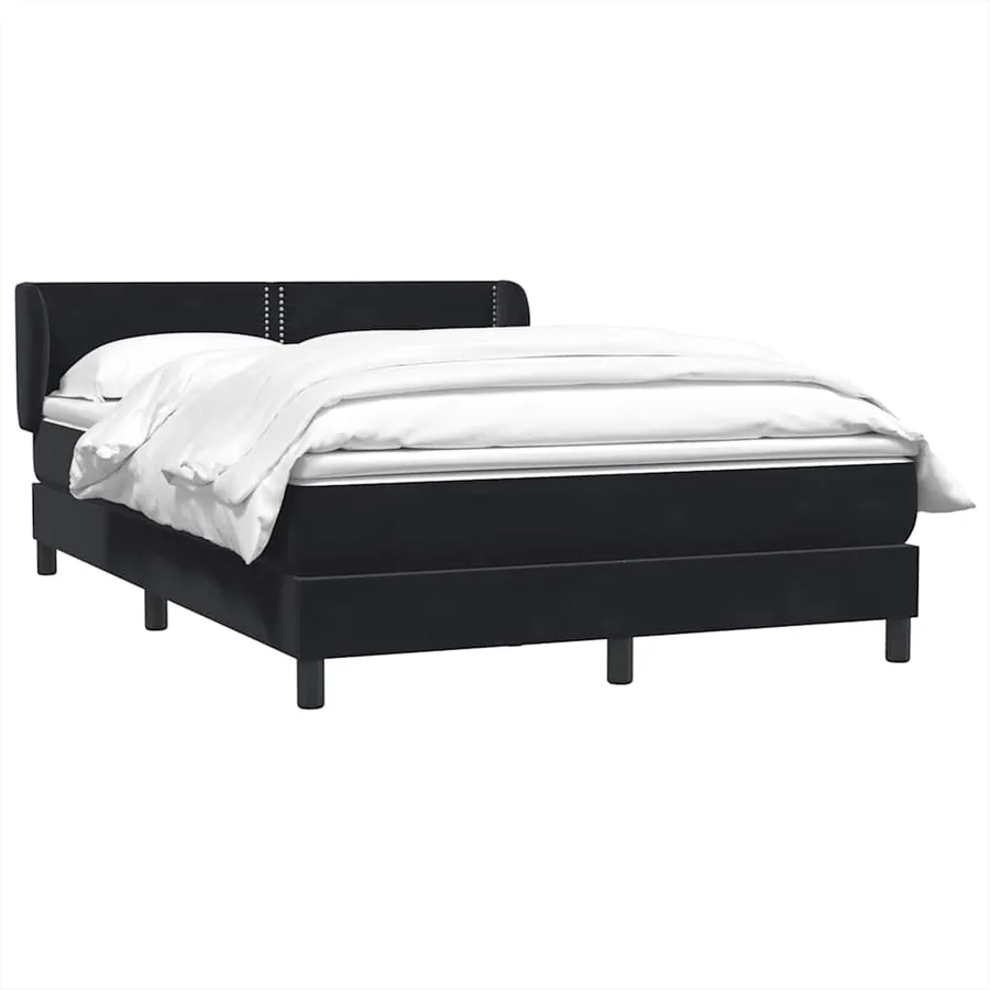 Sommier à lattes de lit avec matelas noir 140x210 cm velours - 3