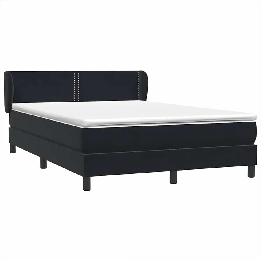 Sommier à lattes de lit avec matelas noir 140x210 cm velours - 4