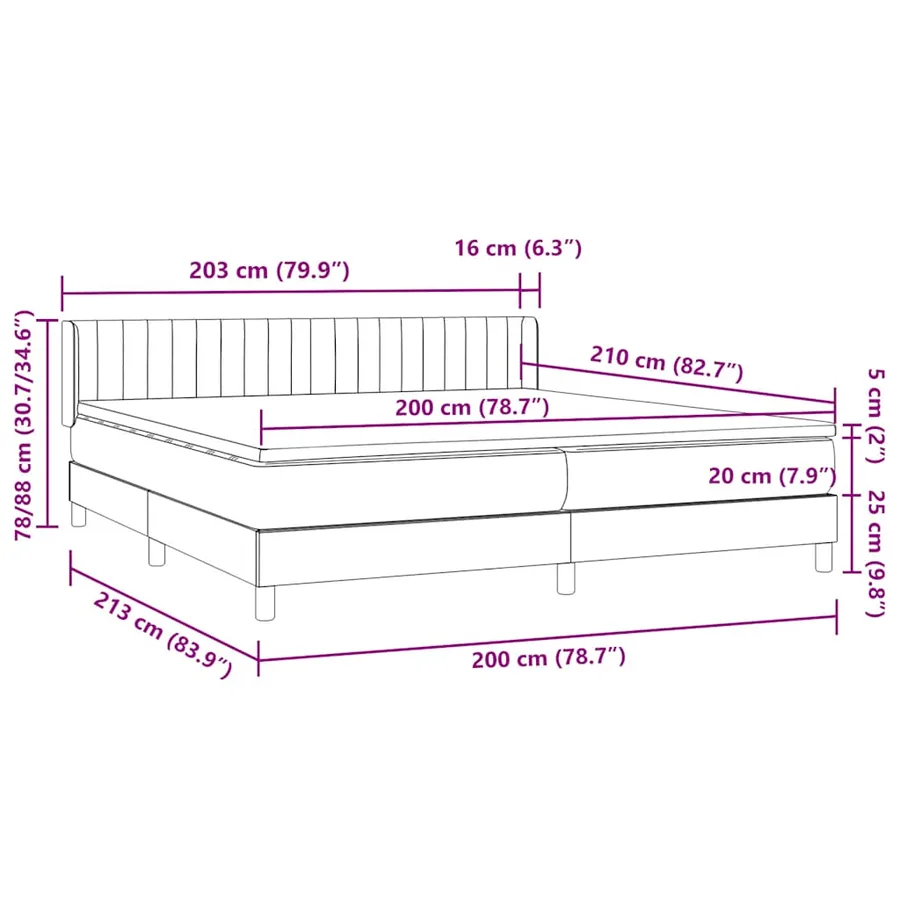 Sommier à lattes de lit et matelas gris clair 200x210cm velours - 12