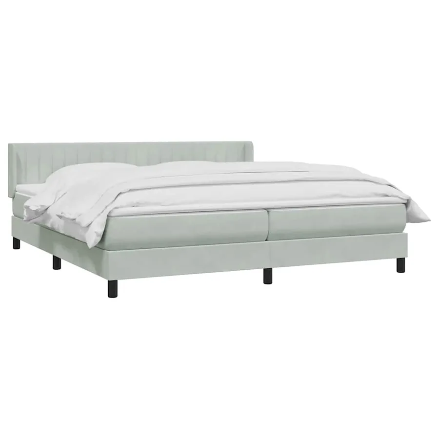Sommier à lattes de lit et matelas gris clair 200x210cm velours - 3