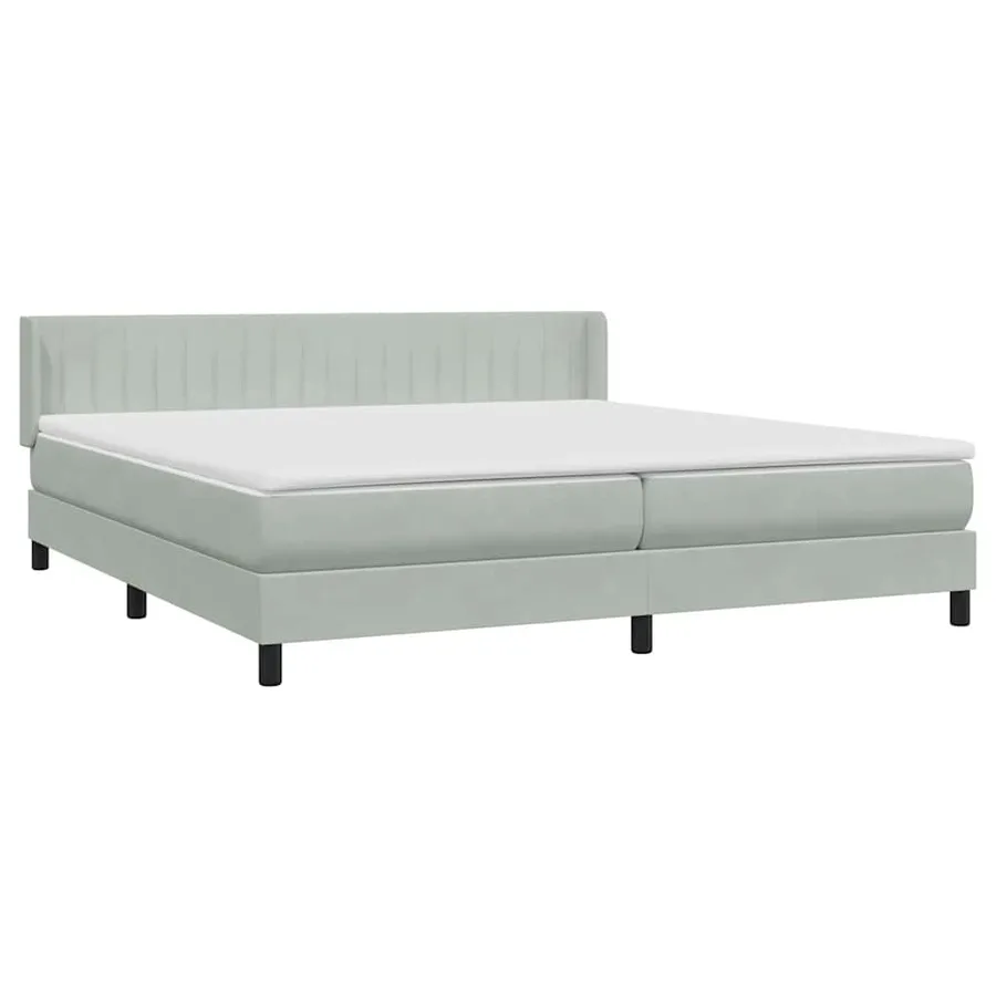 Sommier à lattes de lit et matelas gris clair 200x210cm velours - 4